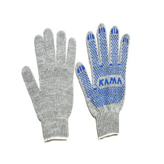 Перчатки Х/Б С ПВХ "КАМА" (7.5-класс) (5-нитей) (62гр) (серые) [10/200/250] (Р)