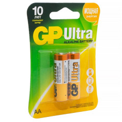 Батарейки алкалиновые GP Ultra Alkaline (15A AA) 2шт на блистере/GP15AU-CR2Ultra (Р)