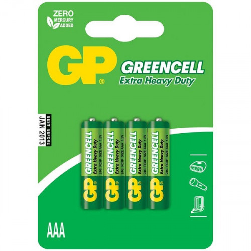 Батарейки солевые GP GreenCell (24G AAA) 4шт в блистере/GP24G2CR4 (Р)