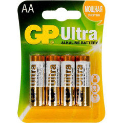 Батарейки алкалиновые GP Ultra Alkaline (15A AA) 4шт на блистере/GP15AU-CR4Ultra (Р)