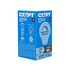 СТАРТ диммируемая лампа LED (свеча) E14 7W40 хол [10/100] (Р)