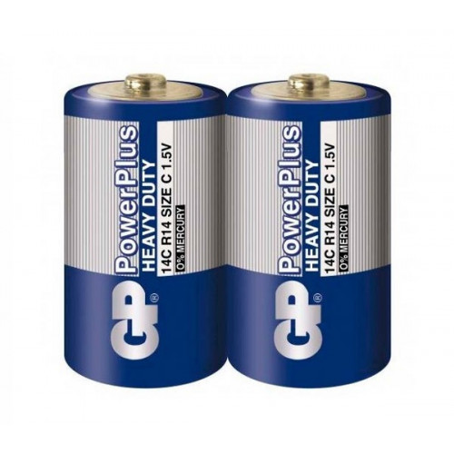 Батарейки солевые GP PowerPlus 14C типоразмера C - 2 шт. в пленке/GP14CEBRA-2S2